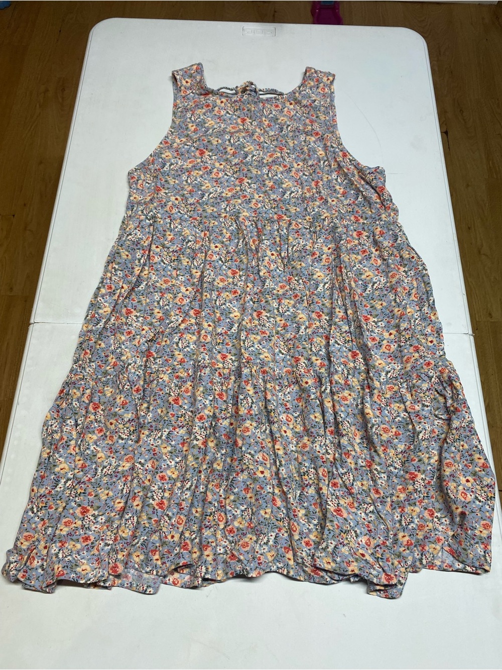 Girls Floral Sleeveless Summer Dress - Light Blue and Pink
